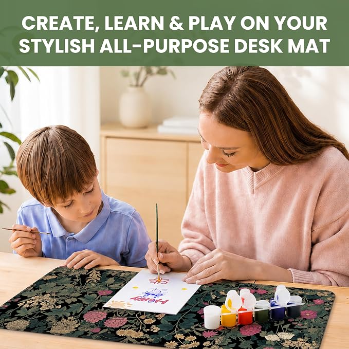 Aesthetic Desk Mat, Cute Vintage Garden Desk Pad Protector for Work & Decor, 31.5" x 11.8", Pretty Non-Slip Extended Mouse Pad for Office or Home