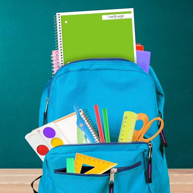 Mead Spiral Notebook, 1 Subject, Wide Ruled Paper, 8" x 10-1/2", 70 Sheets, Selected Colors Will Vary, 6 Pack (930267)