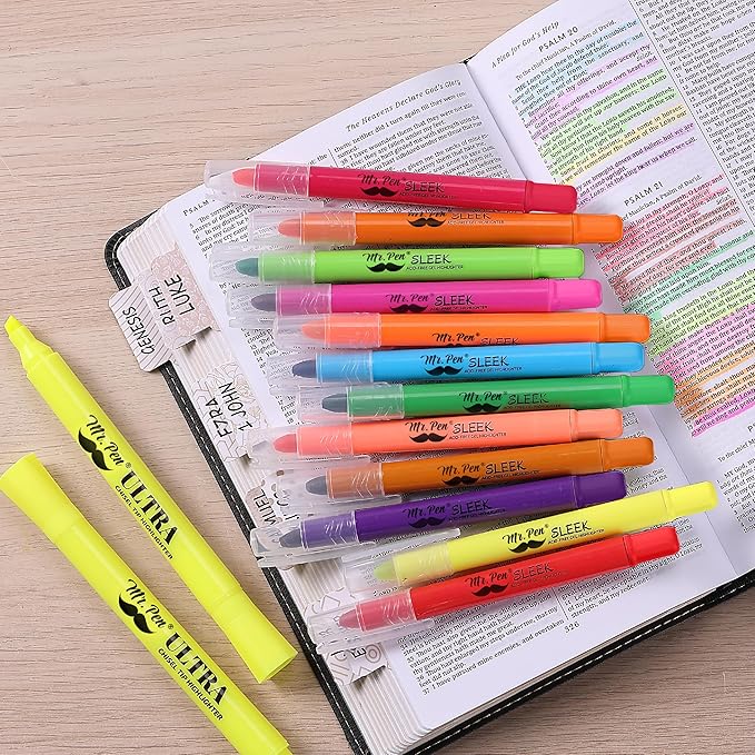 Mr. Pen- No Bleed Gel Highlighters, Colorful, 12 Pack | Bible Highlighters and Pens No Bleed, Bible Markers for Study, Journaling, School Supplies and Accessories