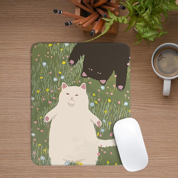 Funny Cats Square Mouse Pad,Cute Anime Cats Mouse Pads for Wireless Mouse Desk Accessories,10"X8" Travel Mousepad with Non-Slip Rubber Base, Stitched Edge Mouse Pads for Desk,Computers,Laptop,Office