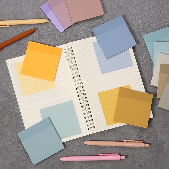 Mr. Pen- Transparent Sticky Notes, 3" x 3", 12 Pads, 600 Sheets | See Through Self-Adhesive Notes for Bible Journaling and Studying, Water-Resistant, Easy to Peel, Clean Removal