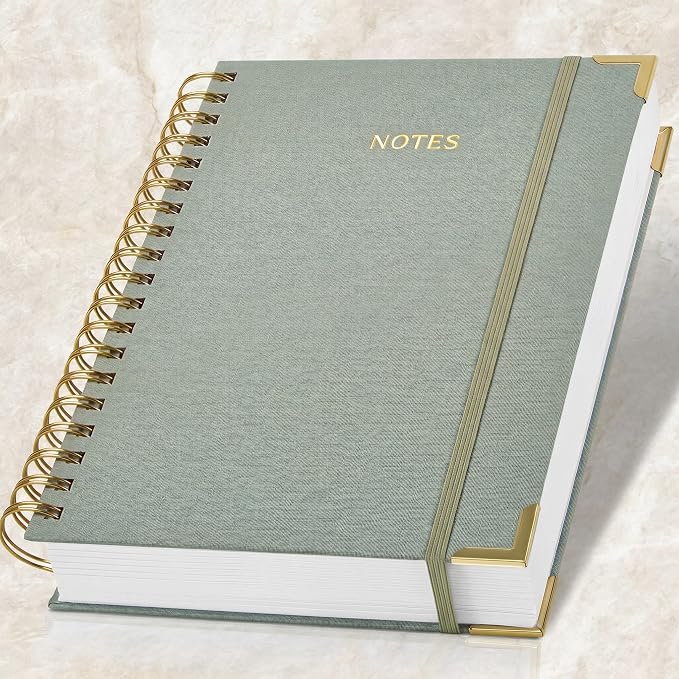 Aesthetic Thick Spiral Notebook Journal For Women in B5 Format - Stylish Linen Hardcover College Ruled Note Book w 300 Lined Pages - Cute Supplies For Bible Study & Staying Organized at Work or School