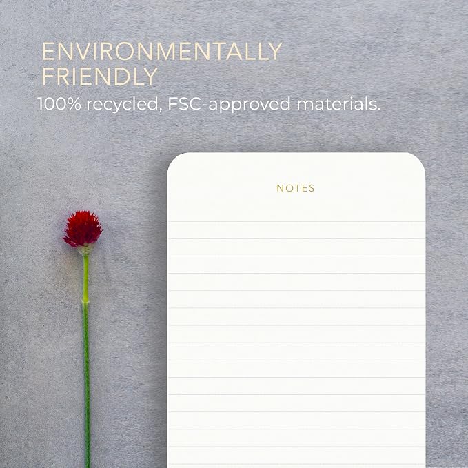 Elegant Desk Notepads for Professionals, Executive's Memo Pads, Minimalist, Gold Foiled, Lined Layout, 3 Pack, 225 Sheets Total (75 Each), 6.3" x 3.9”, 95 GSM, Eco-friendly, FSC™ Certified