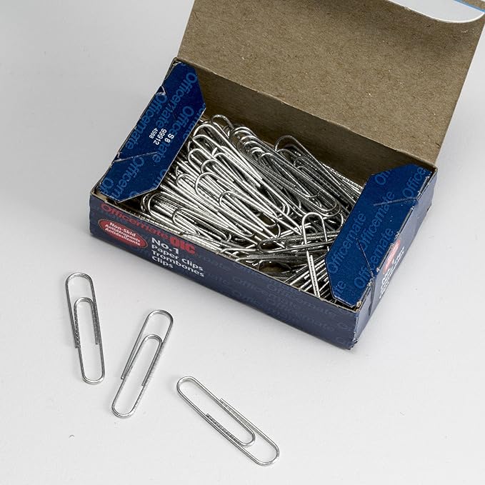 Officemate Premium #1 Paper Clips, 600 Paper Clips (6 Boxes of 100 Each) (Pack of 2)