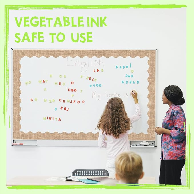 60 Feet Bulletin Board Border, 49 Sheets Burlap Scalloped Border Trim Board Border with Wavy Line Design Decoration for School, Classroom & Offices