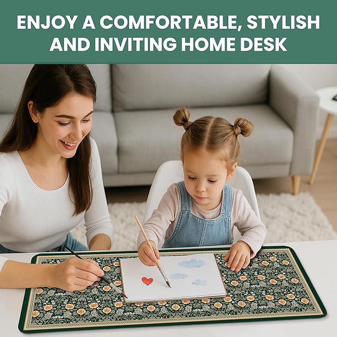 Large Desk Mat, Extended Mouse Pad for Desktop, 31.5" x 11.8" | Soft Gold Petals Extended Desk Pad with Non-Slip Rubber Base and Smooth Surface for Work, Gaming, Office and Home