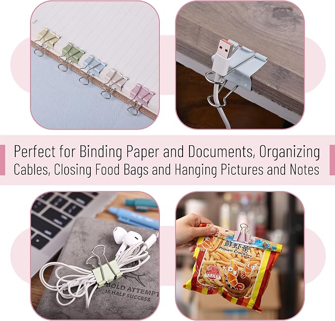 Mr. Pen- Binder Clips, 120 pcs, Assorted Sizes, Colored Binder Paper Clips | Bulk Paper Clamps for Office Supplies, Home, School, Business, Document Organizing