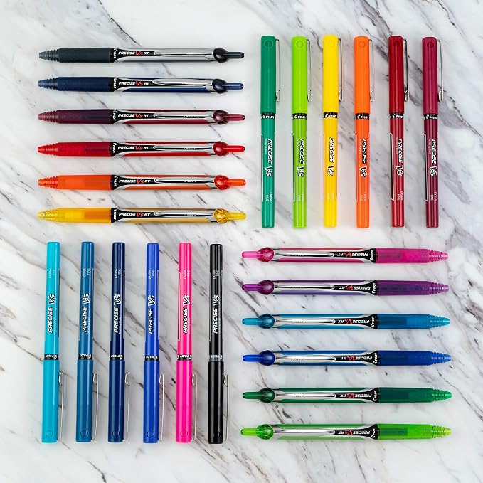 PILOT Precise V5 Pens, Extra Fine Point (0.5mm) Assorted Ink Pens, 12-Pack