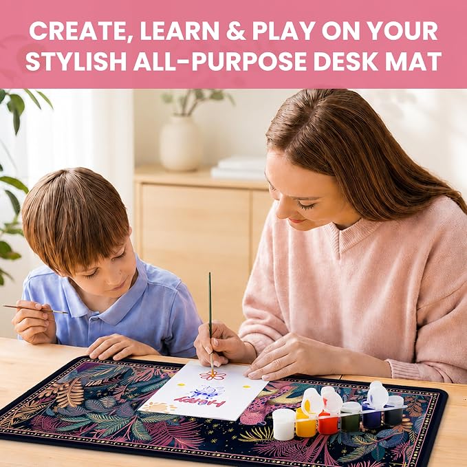 Aesthetic Desk Mat, Cute Midnight Jungle Desk Pad Protector for Work & Decor, 31.5" x 11.8", Pretty Non-Slip Extended Mouse Pad for Office or Home