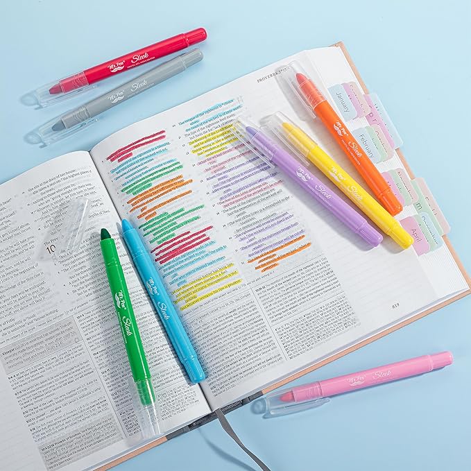 Mr. Pen- Gel Highlighters, 8 Pack Assorted Colors, Bible Highlighters No Bleed with Bible Color Coding and Interpretation Guide