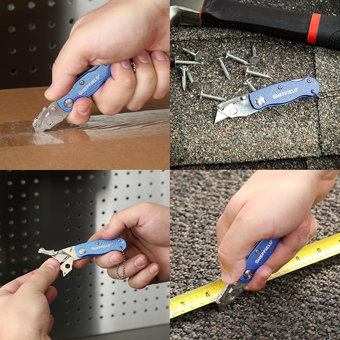 Sheffield Utility Knife, Mini Box Cutter with Aluminum Handle and Keychain | Mini Utility Knife Accepts Mini Utility Blades for Home, Office, Trades, and Warehouse Use
