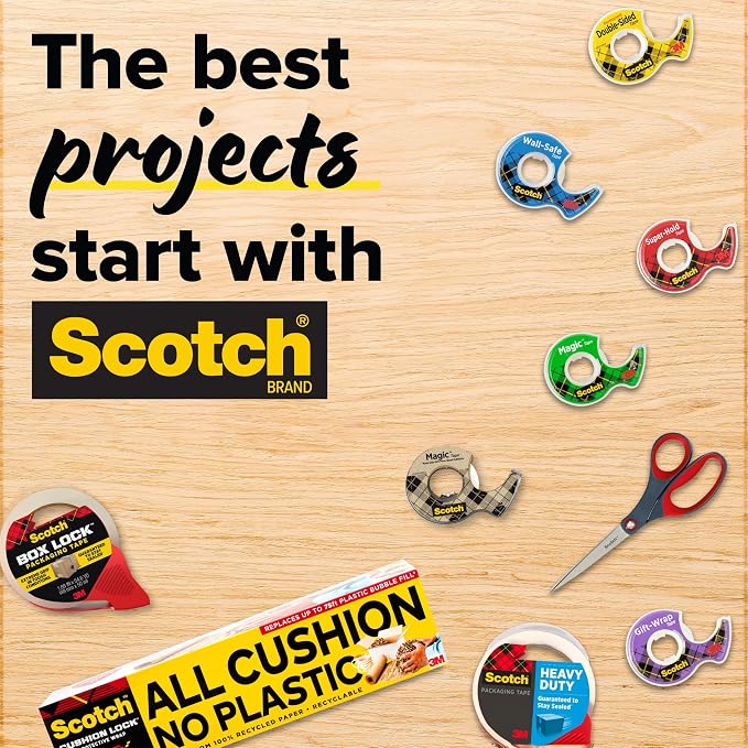 Scotch Tape Dispenser,White,Great for School or Office and Includes 1 Roll of Scotch Magic Tape 3/4 in x 350 in,ABS Material,(Pack of 4)