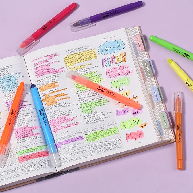Mr. Pen No Bleed Gel Highlighter, Bible Highlighters, Assorted Colors, Pack of 16