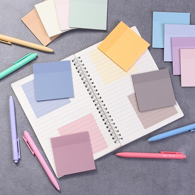 Mr. Pen- Transparent Sticky Notes, 3" x 3", 12 Pads, 600 Sheets | See Through Self-Adhesive Notes for Bible Journaling and Studying, Water-Resistant, Easy to Peel, Clean Removal