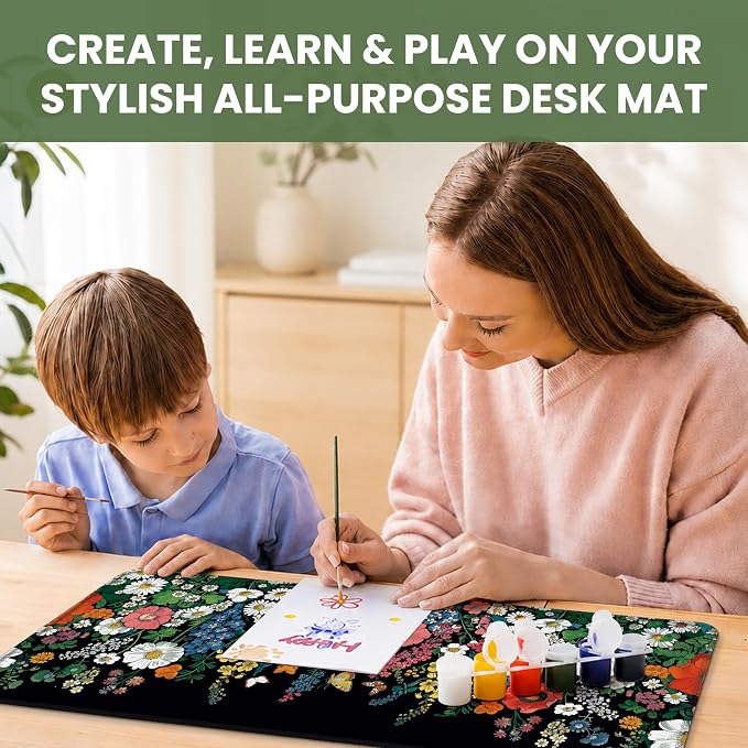 Aesthetic Desk Mat, Cute Botanical Floral Desk Pad Protector for Work & Decor, 35.4" x 15.7", Pretty Non-Slip Extended Mouse Pad for Office or Home