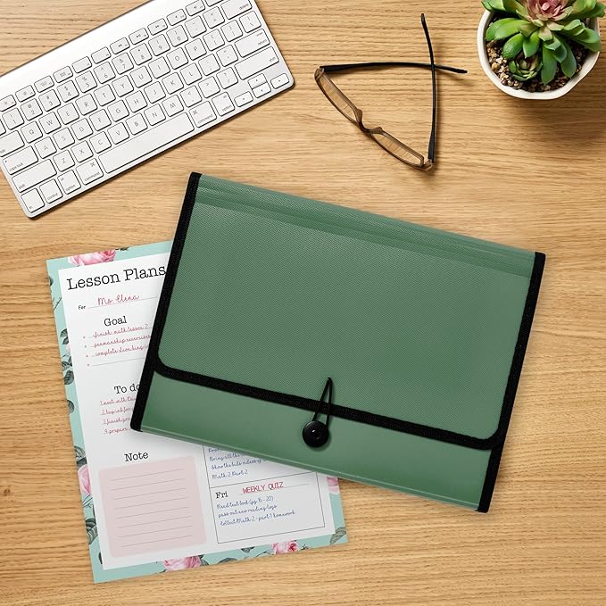Avery Expanding File Folder Organizer, 13-Pocket Accordion File Organizer, Sage, Holds 425 Letter/A4-Size Sheets (73555)