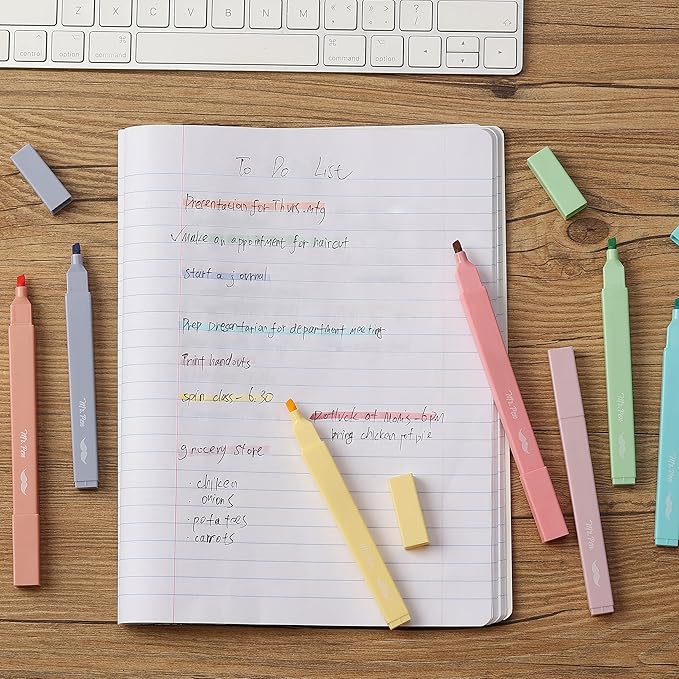 Mr. Pen- Aesthetic Highlighters No Bleed, 8 Pack, Candy Colors | Chisel Tip, Cute Highlighters Assorted Colors for Journaling, Highlighting, Underlining, Fast Dry, Back to School Supplies