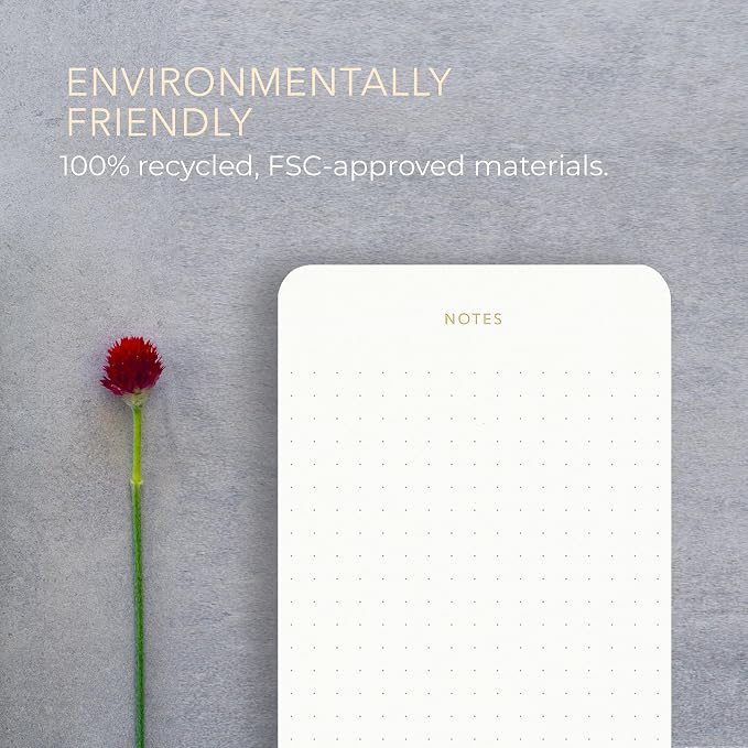 Elegant Desk Notepads for Professionals, Executive's Memo Pads, Minimalist, Gold Foiled, Dotted Layout, 5 Pack, 375 Sheets Total (75 Each), 6.3" x 3.9”, 95 GSM, Eco-friendly, FSC™ Certified