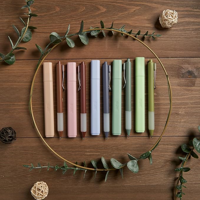 BLIEVE - Aesthetic Highlighters and Gel Pens With Soft Ink and Chisel Tip, Bible Highlighters and Pens No Bleed, Dry Fast Easy to Hold, for Bible Journaling Planner School Supplies (EARTHY)