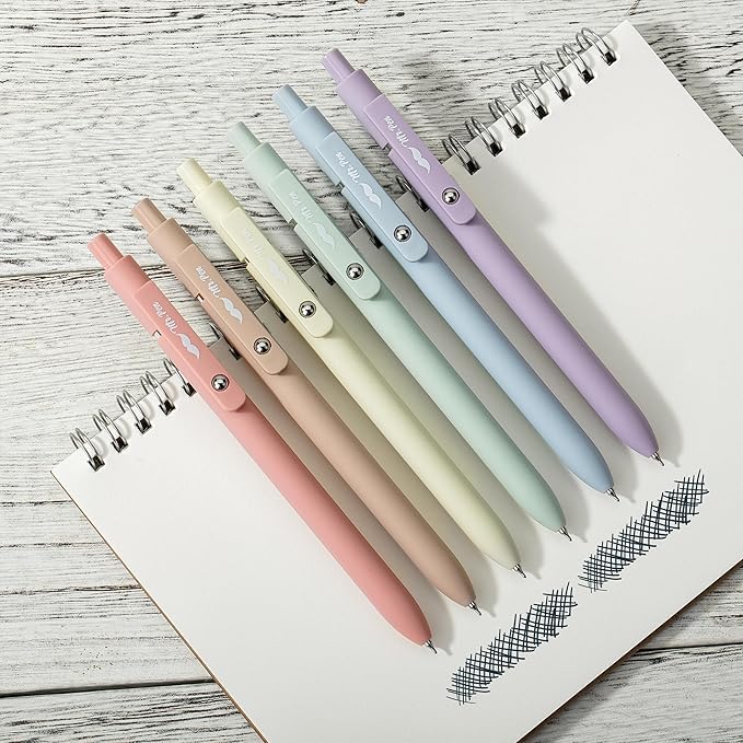 Mr. Pen- Retractable Gel Pens, 6 Pack, Pastel Barrels, Black Ink, Fast Dry | Fine Point 0.5mm, Cute Aesthetic for Journaling