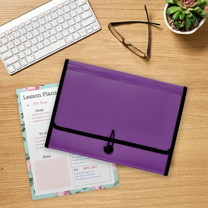 Avery Expanding File Folder Organizer, 7-Pocket Accordion File Organizer, Plum, Holds 425 Letter/A4-Size Sheets (73552)