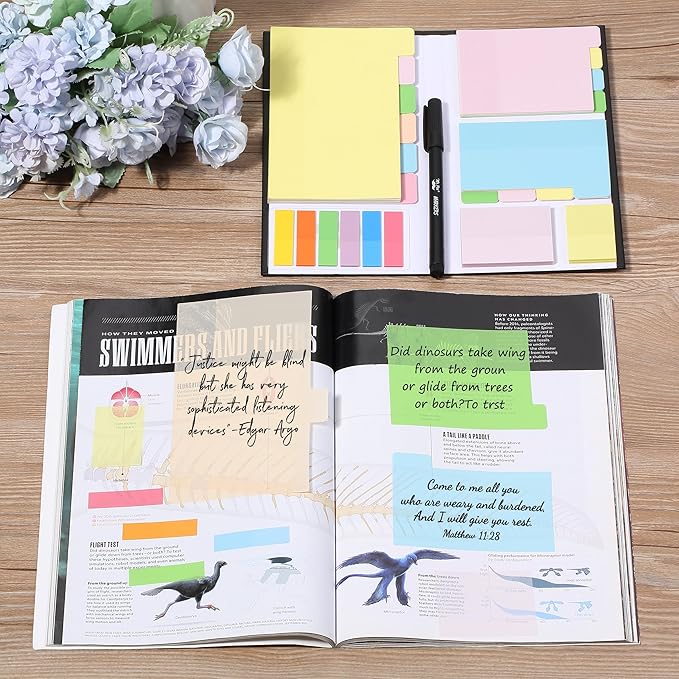 Mr. Pen- Transparent Sticky Notes Set, 380 Pack | Transparent Sticky Notes Tabs with Black Fineliner Pen for Bible Study, Office, School, Planning, Journaling & Organization