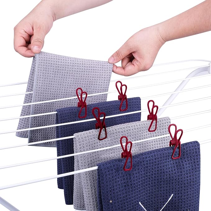 30 Pack Red Chip Bag Clips for Food - PVC 2 Inch Coated Sealer for Sealing Food - Paper Holder, Clothesline Clip for Laundry Hanging, Kitchen Bags, Multipurpose Clothes Pins