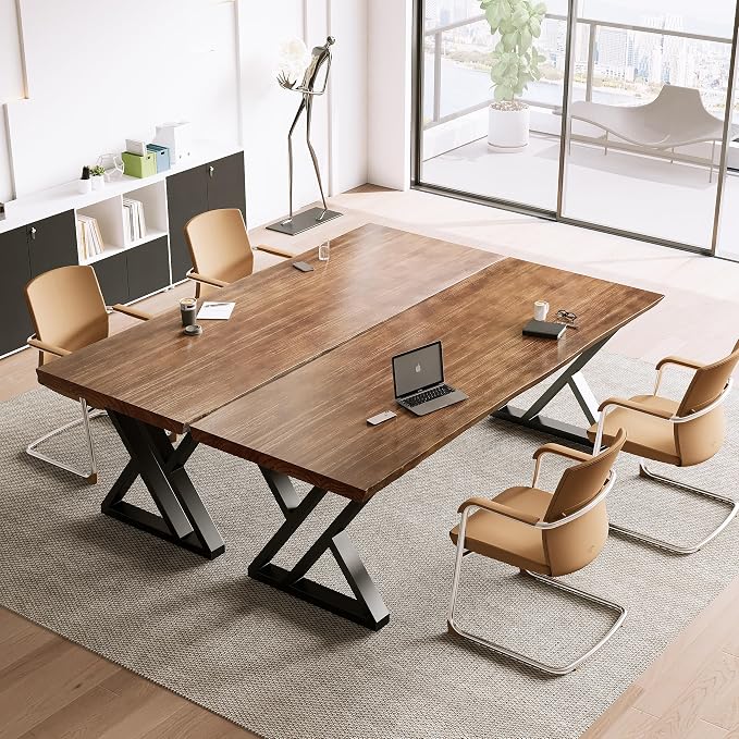 Solid Wood Desk 63 Inches, Live Edge Wooden Home Office Computer Desk Metal Frame Modern Simple Design Executive Real Wood Desk for Writing Study Dining Gaming