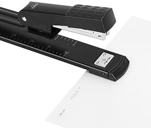 Deli Long Reach Stapler with 1000 Staples, 20 Sheet Capacity, Black | Long Arm Standard Staplers for Booklet or Book Binding