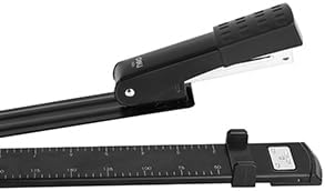 Deli Long Reach Stapler with 1000 Staples, 20 Sheet Capacity, Black | Long Arm Standard Staplers for Booklet or Book Binding