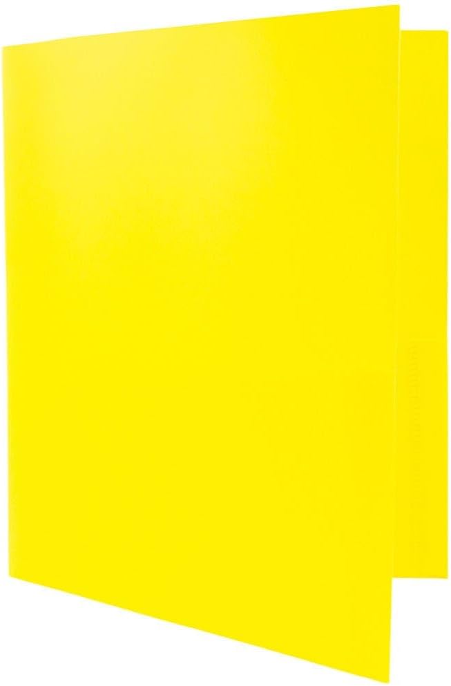 JAM PAPER Plastic 2 Pocket POP Folders - Durable School Folders - Yellow - 12/Pack