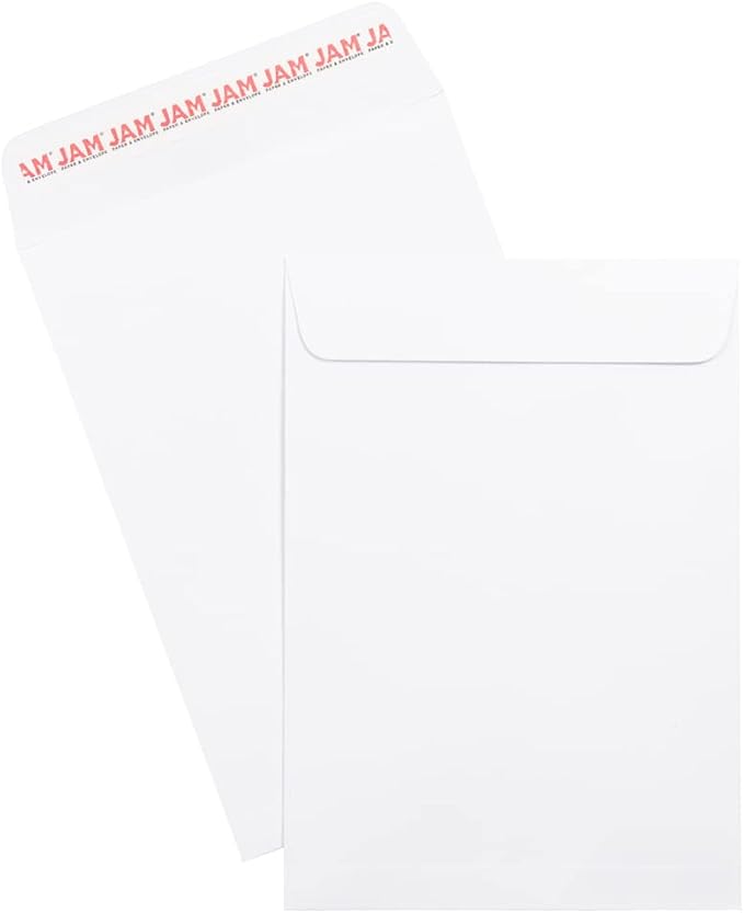 JAM PAPER 7 x 10 Open End Catalog Commercial Envelopes with Peel and Seal Closure - White - Bulk 500/Box