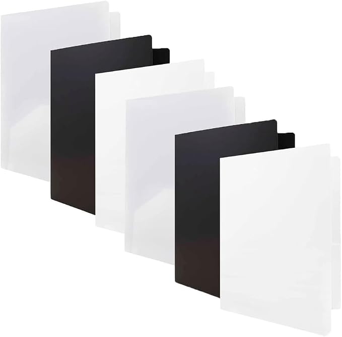 JAM PAPER Heavy Duty Plastic 2 Pocket Extra Tough School Folders - Assorted Business Colors - 6/Pack