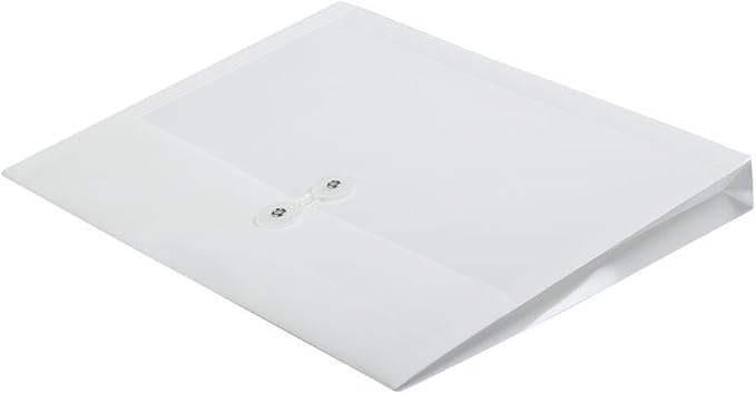 JAM PAPER Plastic Envelopes with Button & String Tie Closure - Letter Booklet - 9 3/4 x 13 - White - 3/Pack