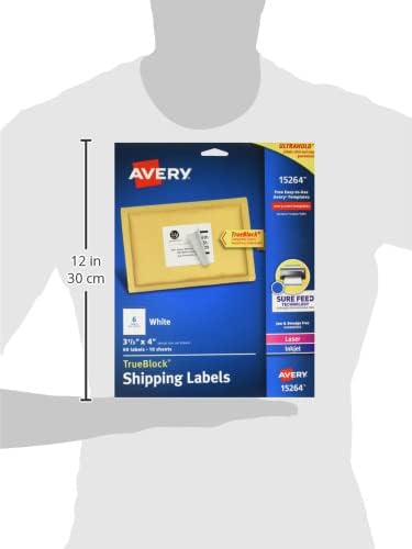 Avery TrueBlock Shipping Labels, Sure Feed, Permanent, 3-1/3" x 4", White, 120 Labels Total (32134) (Pack of 10)