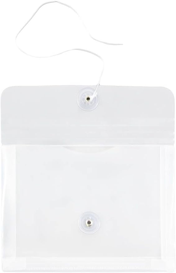 JAM PAPER Plastic Envelopes with Button & String Tie Closure - Index Size - 5 1/2 x 7 1/2 - Clear - 3/Pack