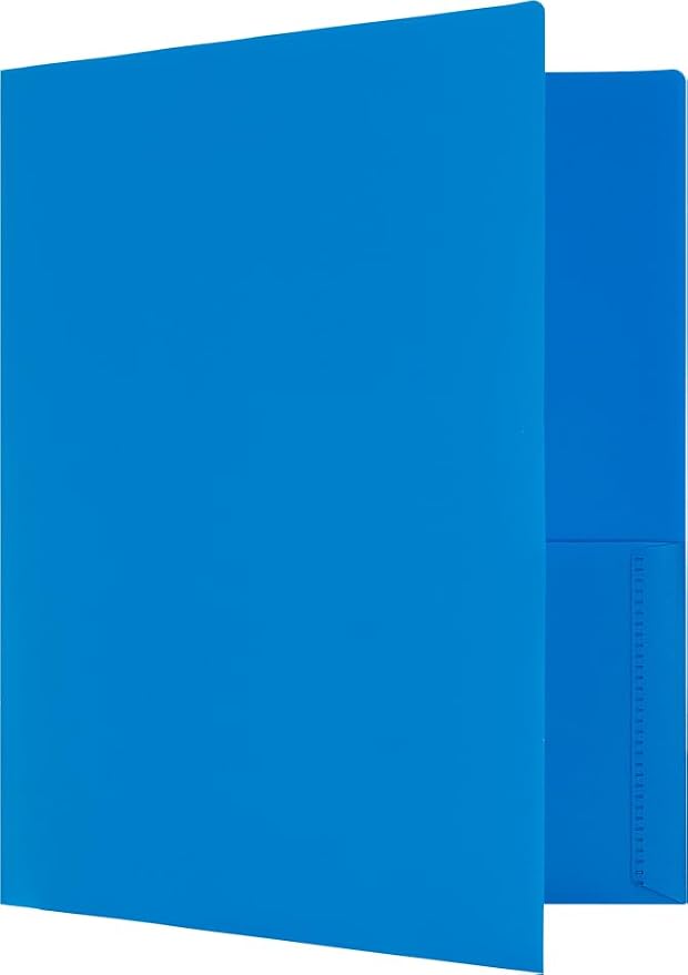 JAM PAPER Heavy Duty Plastic 2 Pocket Extra Tough School Folders - Assorted Primary Colors - 24 Folders/Pack (4 Assorted Packs of 6)