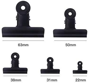 Bulldog Clips with Hole for Push-pin, Paper File Clips with Strong Spring, Small Metal Binder Clips, Seal Clamps for Coffee Tea Food Bags, Decorative Clips for DIY Photo Grid (Black,2.5inch)