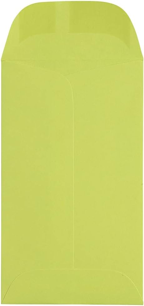 JAM PAPER #3 Coin Business Colored Envelopes - 2 1/2 x 4 1/4 - Ultra Lime Green - 50/Pack