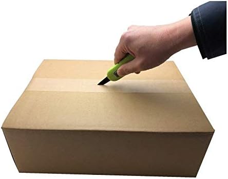 CANARY Box Cutter Auto Retractable Blade, Safety Box Opener Tool [Non-Stick Fluorine Coating Blade], Made in JAPAN, Green (DC-20F-1)