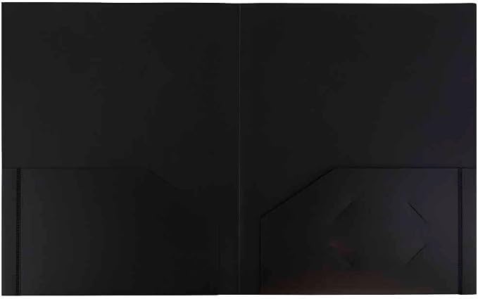 JAM PAPER Heavy Duty Plastic 2 Pocket Extra Tough School Folders - Black - 12/Pack