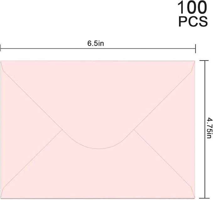 100 Pack 4x6 Envelopes for invitations, Pink A6 Envelope, Photo Envelopes Used for Graduation, Wedding, Baby Shower