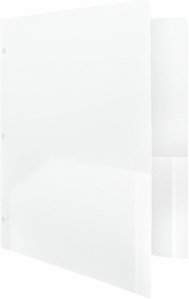 JAM PAPER Heavy Duty Plastic 3 Hole Punch Pocket Folders - Extra Tough School Folders - Clear - 24/Pack