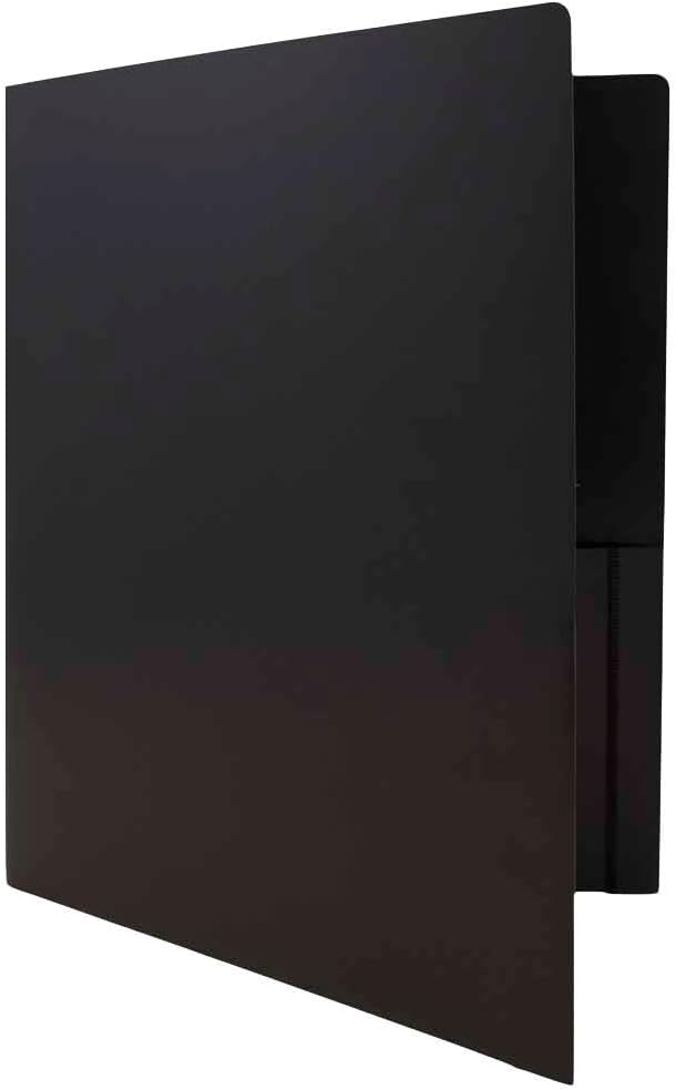 JAM PAPER Heavy Duty Plastic 2 Pocket Extra Tough School Folders - Black - 12/Pack