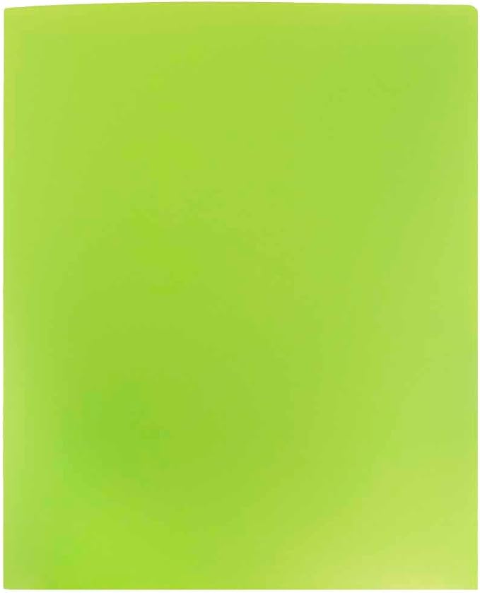 JAM PAPER Heavy Duty Plastic 2 Pocket Extra Tough School Folders - Lime Green - 3/Pack