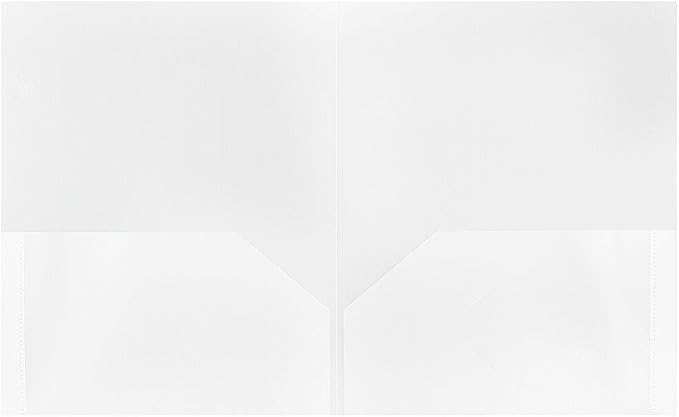 JAM PAPER Plastic 2 Pocket POP Folders - Durable School Folders - Clear - 12/Pack