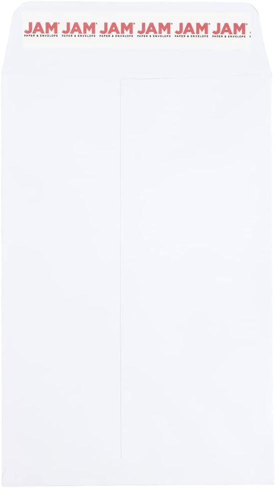 JAM PAPER 6 x 9 Open End Catalog Colored Envelopes with Peel & Seal Closure - White - 100/Pack
