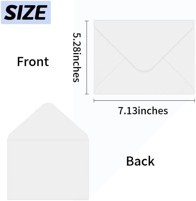 A7 Envelopes 100 Pack White 5x7 V Flap Invitation Envelopes for 5x7 Photos,Cards, Birthday, Weddings, Graduations, Announcements, Baby Shower 5.28 "x 7.13"(white)