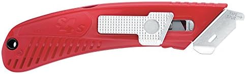 Pacific Handy Cutter S4SL (New E21204-2) Self-Retracting Safety Cutter Fixed Metal Guard for Damage Protection, Retractable Utility Knife with Bladeless Tape Splitter, for Warehouse & In-Store Cutting