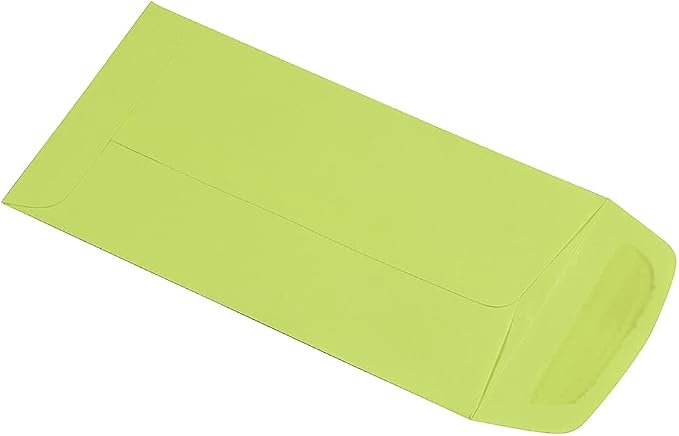 JAM PAPER #7 Coin Business Colored Envelopes - 3 1/2 x 6 1/2 - Ultra Lime Green - 50/Pack
